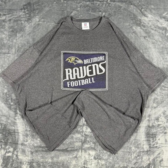 Y2K Baltimore Ravens Football Grey Graphic T-Shirt - no size tag - Picture 1 of 6